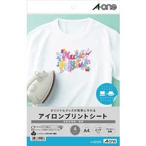 エーワン アイロンプリントシート 52125 白生地用タイプ 4シート エーワン アイロンプリントシート 52125 白生地用タイプ 4シート