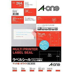 エーワン ラベルシール「プリンタ兼用」 マット紙 12面 四辺余白付 22シート(264片) 72212 エーワン ラベルシール「プリンタ兼用」 マット紙 12面 四辺余白付 22シート(264片) 72212