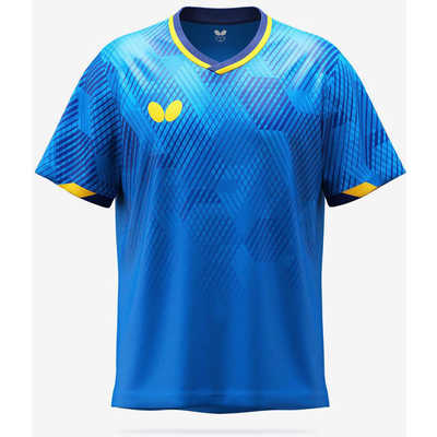 meyさま バタフライ 卓球用品 Butterfly ユニセックス レセーヌ・シャツ ブルー