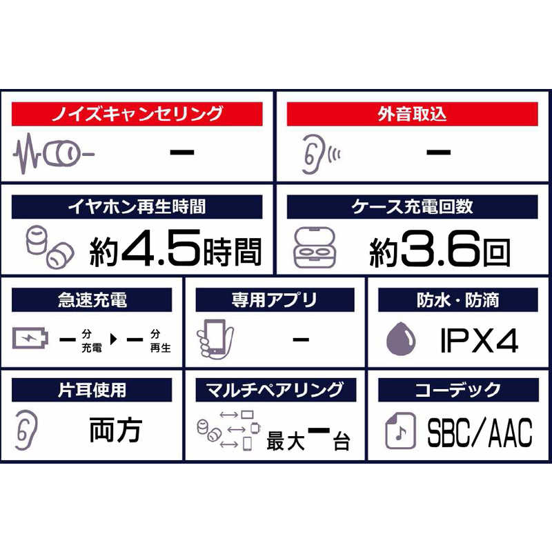 カシムラ カシムラ フルワイヤレスイヤホン リモコン・マイク対応 ホワイト BL-95 BL-95