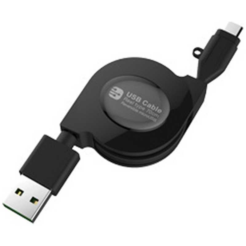 カシムラ カシムラ [micro USB]USBケーブル 充電･転送 2.4A (リール~0.7m･ブラック) AJ-516 [0.1~0.7m] AJ-516 [0.1~0.7m]