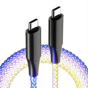 カシムラ USB充電＆同期ケーブル 1.2m Type-C-C レインボーLED ブラック AJ-657