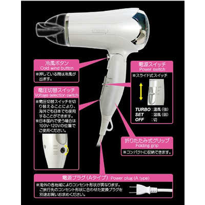 カシムラ マルチボルテージヘアードライヤー(1200/900W) TI-139 (パｰル 