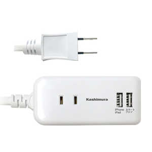 カシムラ 国内・海外兼用 2口電源タップ (Aタイプ・2USB 2.1A 1m) TI-174 カシムラ 国内・海外兼用 2口電源タップ (Aタイプ・2USB 2.1A 1m) TI-174