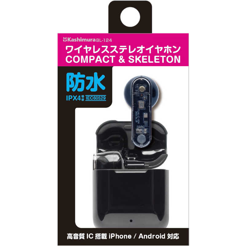 カシムラ カシムラ 完全ワイヤレスイヤホン COMPACT＆SKELETON ［ワイヤレス(左右分離) /Bluetooth］ ブラック BL-124 BL-124