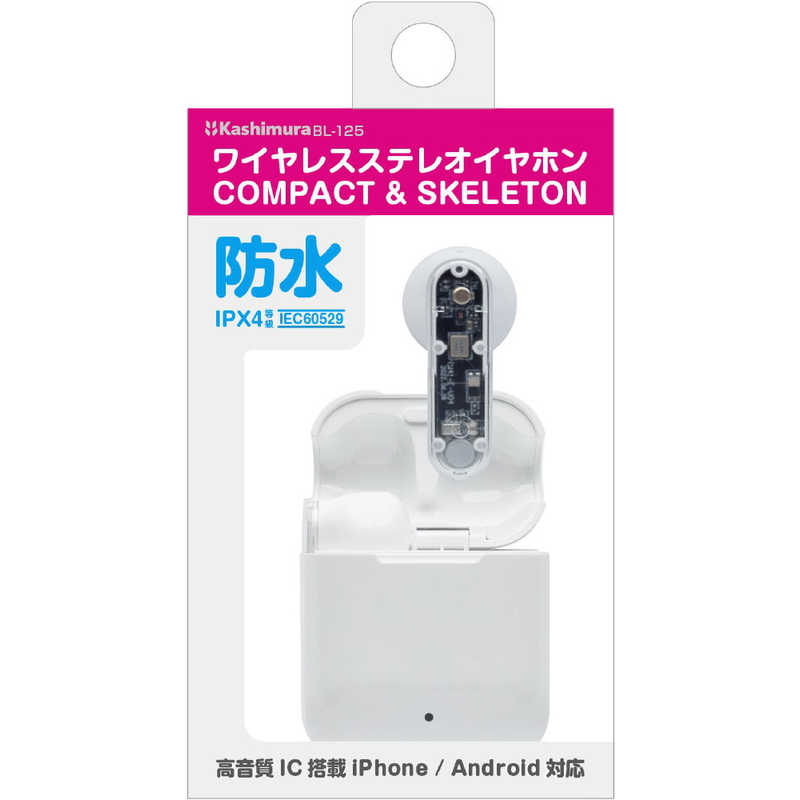 カシムラ カシムラ 完全ワイヤレスイヤホン COMPACT＆SKELETON ［ワイヤレス(左右分離) /Bluetooth］ ホワイト BL-125 BL-125