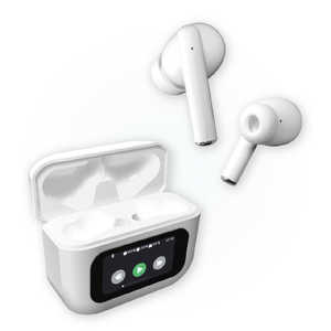 カシムラ タッチディスプレイ搭載 完全ワイヤレスイヤホン ［ワイヤレス(左右分離) / ノイズキャンセリング対応 / Bluetooth対応］ ホワイト BL-136