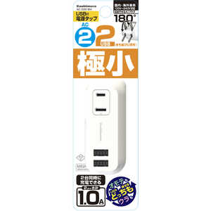 カシムラ リバーシブルUSB2ポート付コンパクト電源タップ AC-030 カシムラ リバーシブルUSB2ポート付コンパクト電源タップ AC-030
