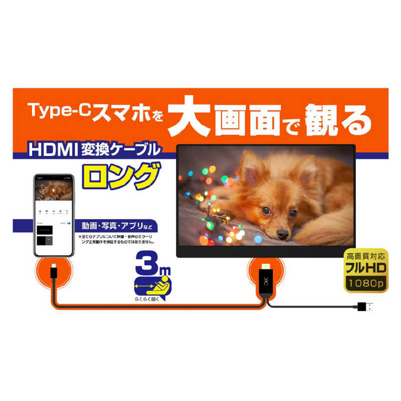 カシムラ カシムラ 3m HDMI変換ケーブル Type-C専用   3m  KD-225 KD-225