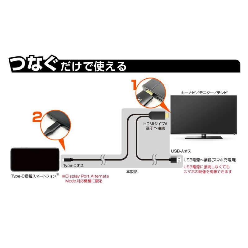 カシムラ カシムラ 3m HDMI変換ケーブル Type-C専用   3m  KD-225 KD-225
