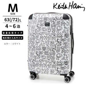 キースへリング 拡張機能付きスーツケース 無料預け入れ Mサイズ ［TSAロック搭載］ ホワイト 15901