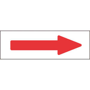 日本緑十字 配管方向表示ステッカー →赤矢印 50×170mm 10枚組 アルミ 194006