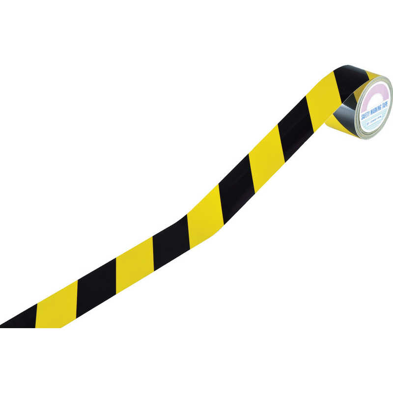 日本緑十字 日本緑十字 ラインテープ(トラテープ･反射) 黄/黒 45mm幅×10m 屋内用 256302 256302