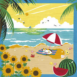 三陽商事 風呂敷 ランチクロス お弁当 50cm 中巾 三毛猫みけの夢日記 小ふろしき みけの夏休み フロシキランチクロスオベント