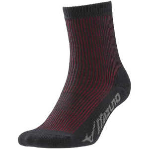 ミズノ ブレスサーモコーデュラソックス(クルー丈) ［メンズ］ 96：ブラック×レッド