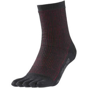 ミズノ 5本指ブレスサーモコーデュラソックス(クルー丈) ［メンズ］ 96：ブラック×レッド