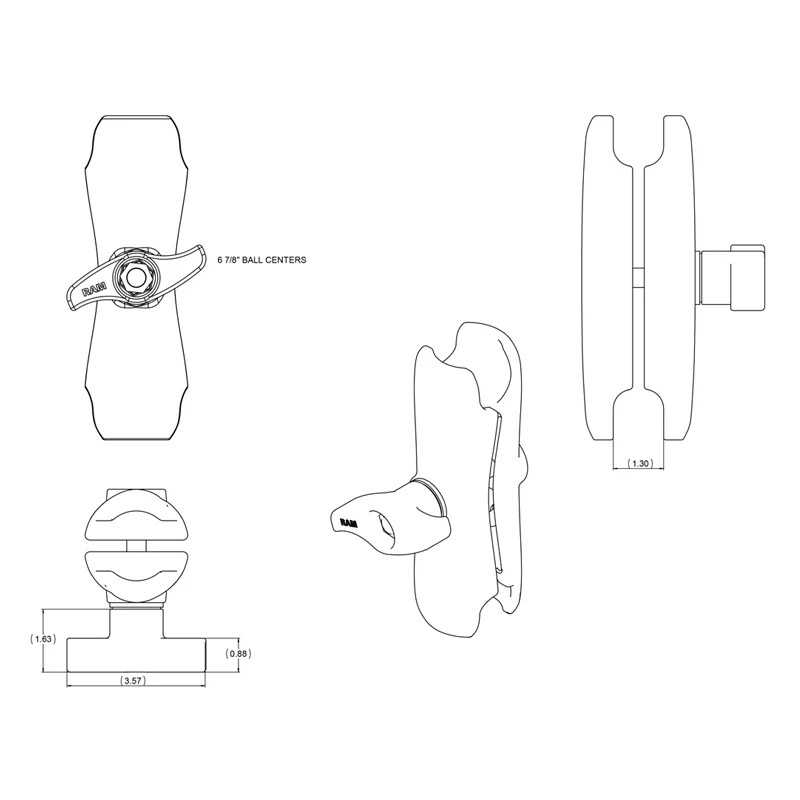 RAMMOUNTS RAMMOUNTS ダブルソケットアームM2.25インチボール用 RAM-D-201U RAM-D-201U