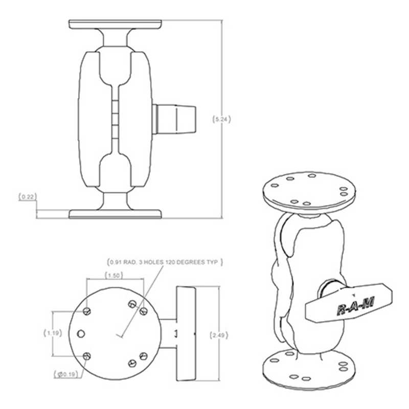 RAMMOUNTS RAMMOUNTS ダブルボールマウント 1.5インチ Sサイズ  RAM-101U-B RAM-101U-B