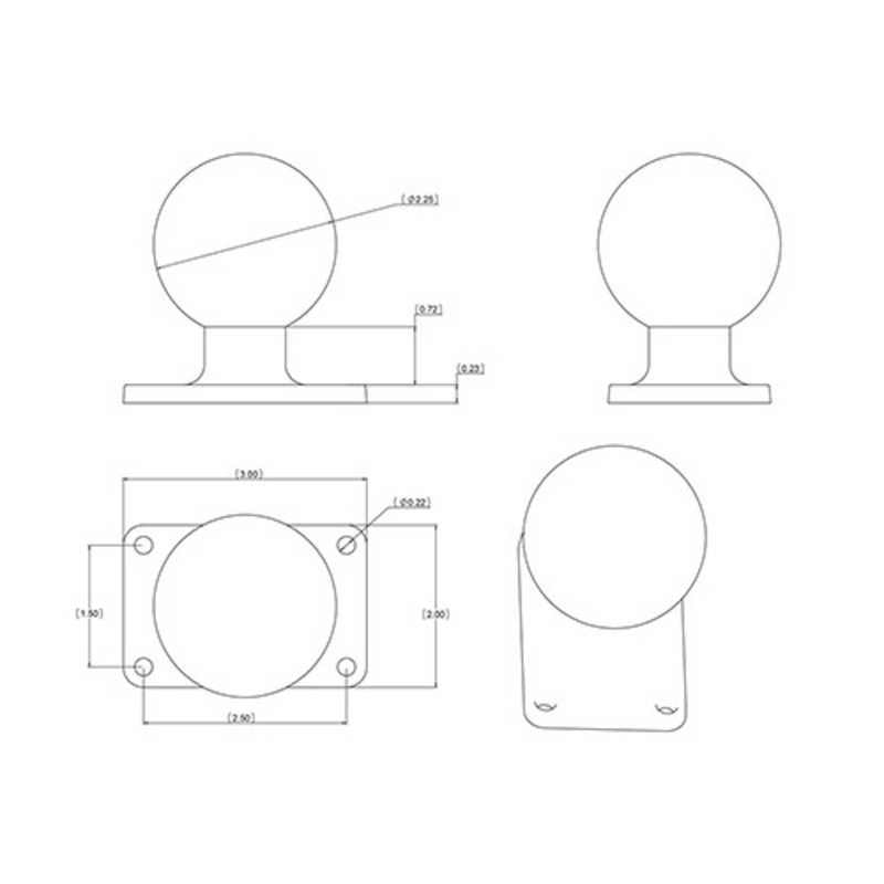 RAMMOUNTS RAMMOUNTS ボールベース 1.5 インチ x 2.5 インチ 4 穴タイプ  RAM-D-202U-23 RAM-D-202U-23