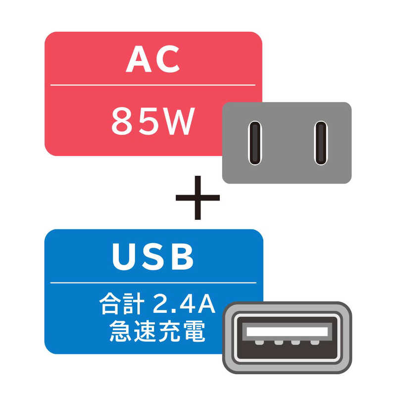 OWLTECH OWLTECH カーコンセント インバーター 車内でコンセントが使える + SmartIC搭載 AC:85W USB:2.4A 急速充電 OWL-DCU2A2-BK ブラック OWL-DCU2A2-BK ブラック