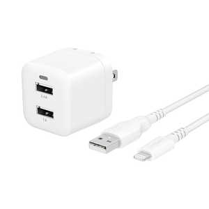OWLTECH 最大17W USB Type-A 2ポート AC充電器 超タフUSB Type-A to Lightning 1.5m ケーブル セット ホワイト OWL-AC17WAAL15-WH OWLTECH 最大17W USB Type-A 2ポート AC充電器 超タフUSB Type-A to Lightning 1.5m ケーブル セット ホワイト OWL-AC17WAAL15-WH