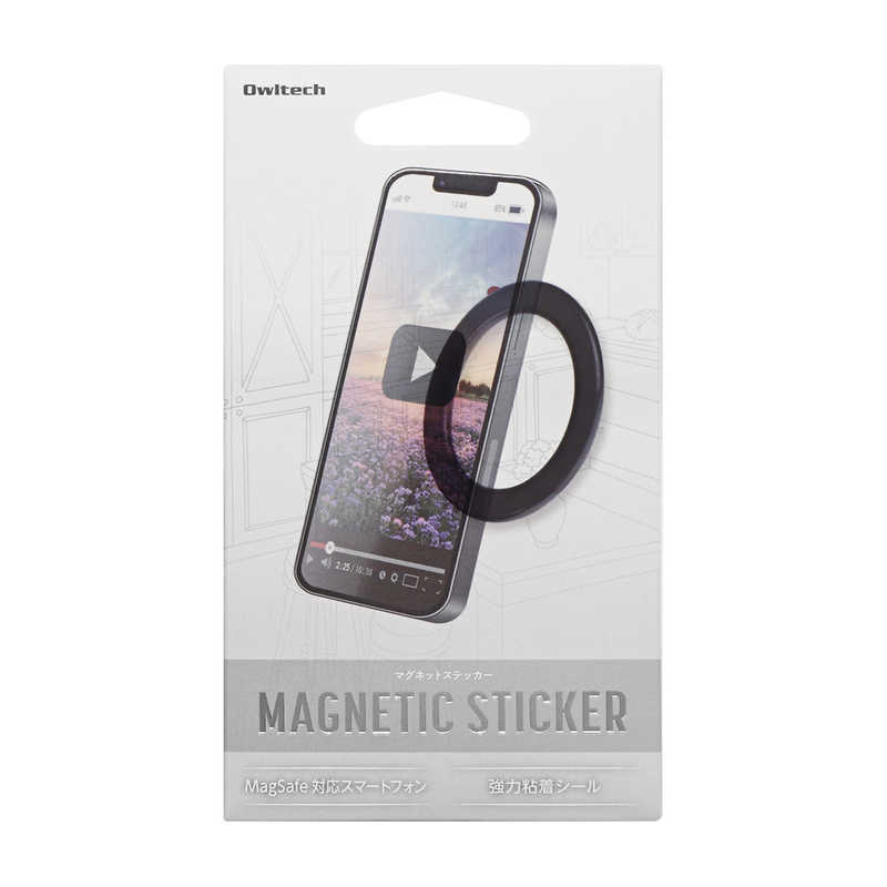 OWLTECH OWLTECH MagSafe対応iPhone用 強力粘着シールタイプ マグネットステッカー ブラック OWL-MGWR01-BK OWL-MGWR01-BK
