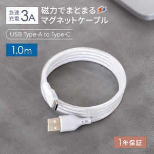 OWLTECH USB Type-A to USB Type-C マグネットケーブル 磁力でまとまる 急速充電3A/データ転送 ホワイト OWL-CBMGCA10-WH OWLTECH USB Type-A to USB Type-C マグネットケーブル 磁力でまとまる 急速充電3A/データ転送 ホワイト OWL-CBMGCA10-WH