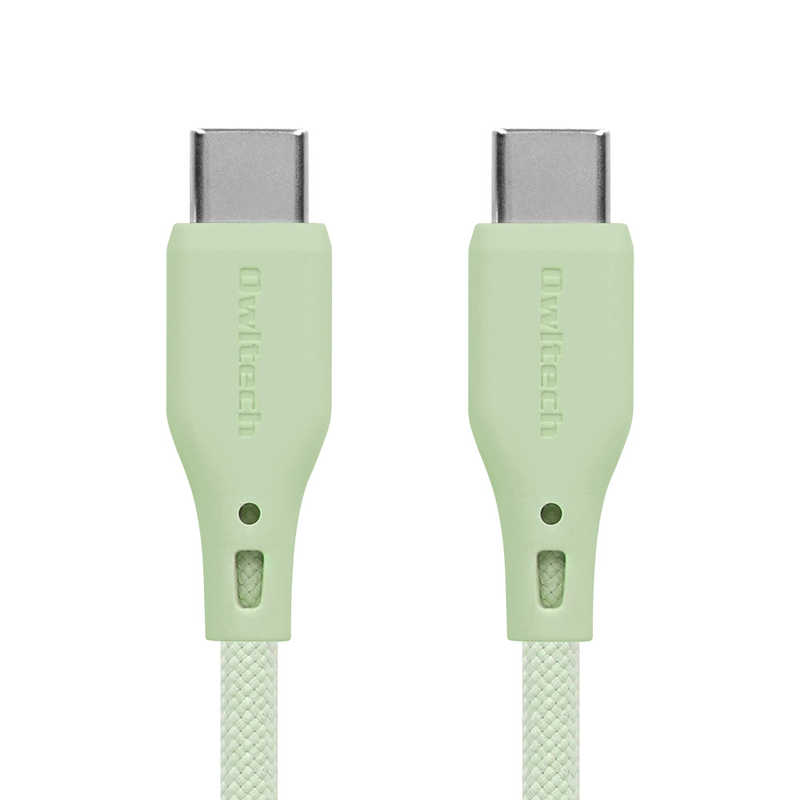 OWLTECH OWLTECH USB Type-C to USB Type-C シリコンケーブル 超やわらかで断線に強い 耐屈曲3万回以上 PD60W充電/データ転送 セージグリーン OWL-CBSRCC15-SAG OWL-CBSRCC15-SAG