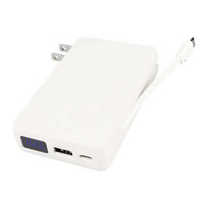 OWLTECH ���o�C���o�b�e���[ 5000mAh USB Type-C�P�[�u����̌^ PD45W�Ή� [USB Power Delivery�Ή� / 3�|�[�g] �z���C�g OWL-LPBAC5003-WH