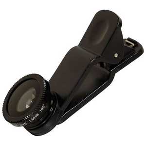 OWLTECH スマートフォン対応 クリップ型カメラレンズセット(マクロ･魚眼･ワイド)収納袋付 OWL‐MALENS01‐BK (ブラック)