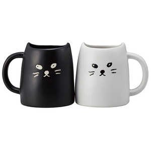 サンアート かわいい食器 黒ねこと白ねこ マグカップ 約320ml ペアセット SAN2140