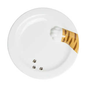 サンアート おもしろ食器 横から猫 とらねこプレート(足跡付) 中皿 SAN2505