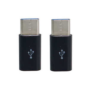 GROOVY TypeC 変換アダプタ [ USB microBメス - USB Type-Cオス ] データ通信対応 USB2.0 [ 2個セット] CAD-P2B CAD-P2B ブラック