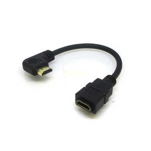 変換名人JAPAN HDMI延長ケーブル ［HDMI オス→メス HDMI］ 右L型 0.2m ブラック ［HDMI⇔HDMI /スタンダードタイプ］ HD6933