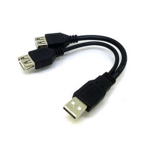 変換名人JAPAN USB-A延長ケーブル [USB-A オス→メス USB-Ax2 /0.2m] ブラック CA7305