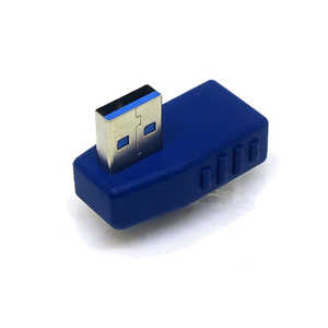 変換名人JAPAN USB3.0変換アダプタ USB A 左L型(オス)-USB A(メス) ブルー ブルー CP6346