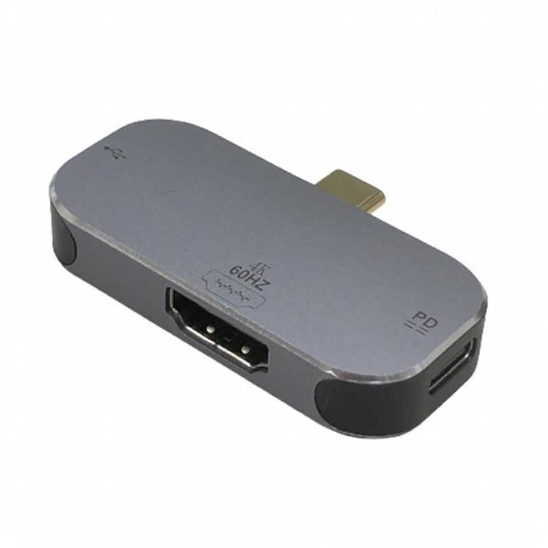 タイムリー タイムリー 映像変換 Type-C-HDMI出力小型アダプタ [ 4K対応 / データ転送用USB-A / 給電用USB-C /USB Power Delivery対応 /100W] シルバー TM4K60MINIDOCK TM4K60MINIDOCK