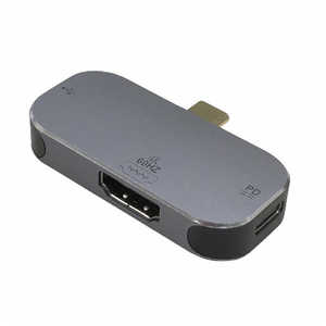 タイムリー 映像変換 Type-C-HDMI出力小型アダプタ [ 4K対応 / データ転送用USB-A / 給電用USB-C /USB Power Delivery対応 /100W] シルバー TM4K60MINIDOCK
