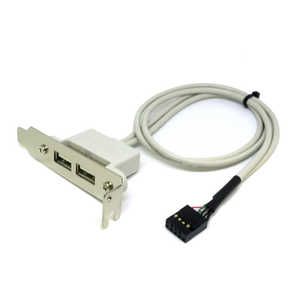 変換名人JAPAN PCIブラケット(ロープロファイル)用 USB2.0(x2ポート) 延長ケーブル PCIBUSB2/2FL ホワイト PD8739