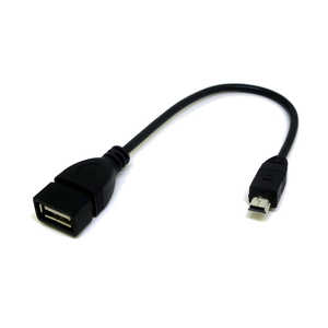 変換名人JAPAN USB変換アダプタ [mini USB オス→メス USB-A /0.2m] ブラック CA1846