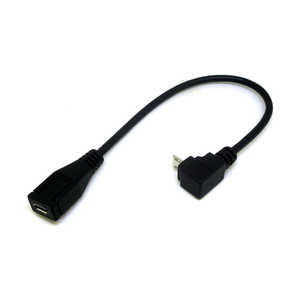 変換名人JAPAN micro USB延長ケーブル [micro USB オス→メス micro USB /0.2m /下L型] ブラック CA2218