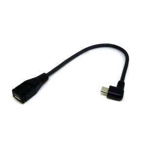 変換名人JAPAN micro USB延長ケーブル [micro USB オス→メス micro USB /0.2m /左L型] ブラック CA2225