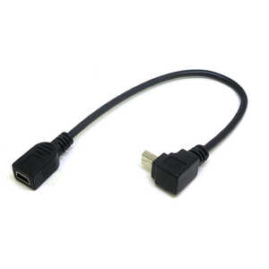 変換名人JAPAN USBケーブル USB miniB 上L型(オス)-USB miniB(メス) 20cm ブラック ブラック CA2300
