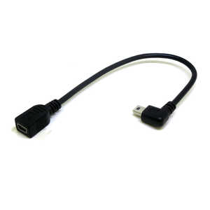 変換名人JAPAN mini USB延長ケーブル [mini USB オス→メス mini USB /0.2m /右L型] ブラック CA2331