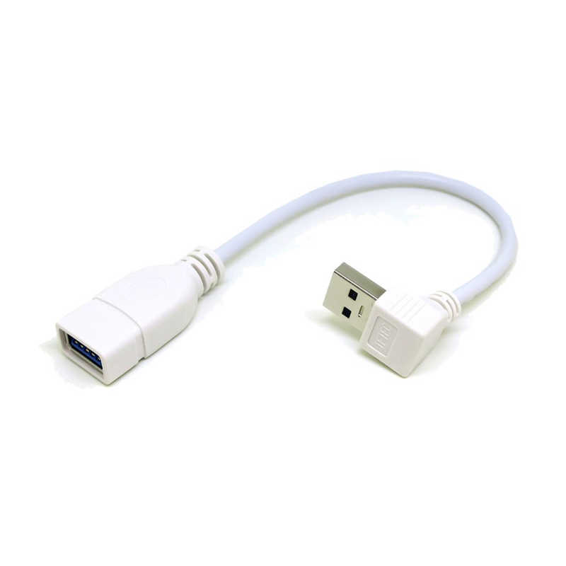 変換名人JAPAN 変換名人JAPAN USB-A延長ケーブル [USB-A オス→メス USB-A /0.2m /USB3.0 /下L型] ホワイト CA2713 CA2713