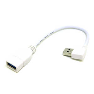 変換名人JAPAN USB-A延長ケーブル [USB-A オス→メス USB-A /0.2m /USB3.0 /右L型] ホワイト CA2737