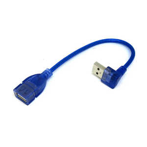 変換名人JAPAN USB-A延長ケーブル [USB-A オス→メス USB-A /0.2m /下L型] ブルー CA2911