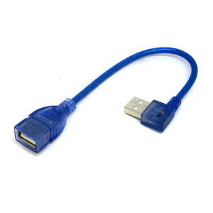 変換名人JAPAN USB-A延長ケーブル [USB-A オス→メス USB-A /0.2m /左L型] ブルー CA2928
