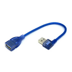 変換名人JAPAN USB-A延長ケーブル [USB-A オス→メス USB-A /0.2m /右L型] ブルー CA2935