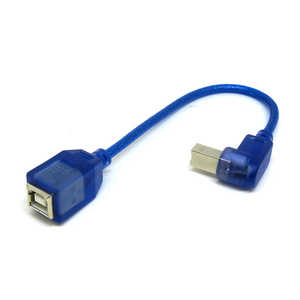変換名人JAPAN USB-B延長ケーブル［USB-B オス→メス USB-B /0.2m /上L型] ブルー CA2959